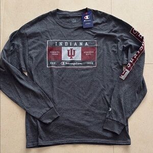 NWT Champion Men's Gray Indiana Long Sleeve Shirt size large.